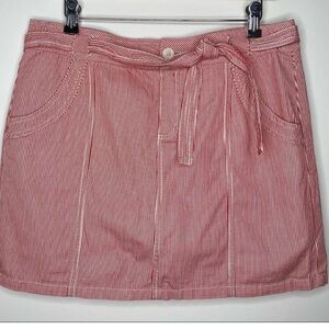 FRENCH CUFF 100% Cotton Red & White Pinstriped Skort Size 14 Summer Casual